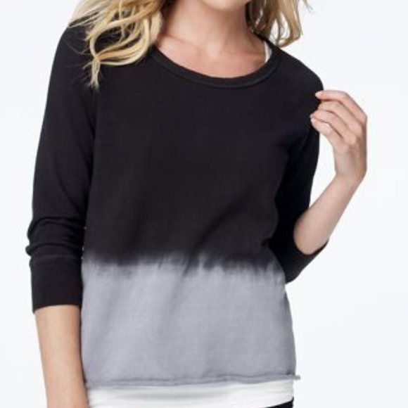 James Perse Raw Edge Dip Dye Pullover Long Sleeve - Picture 7 of 7